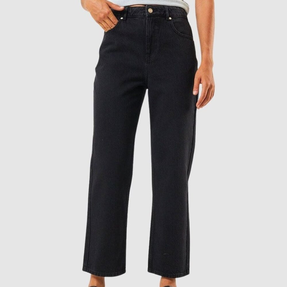 Afends Shelby Organic Denim Wide-Leg Jeans – Black (Size 26)